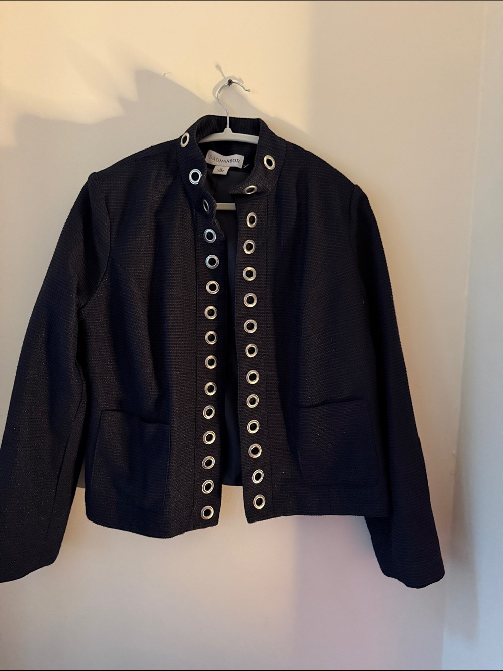 Sag Harbor Navy Jacket with Silver Eyelet Front